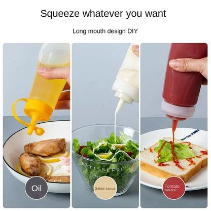 Large Squeeze Condiment Bottles with Nozzles – Ketchup, BBQ Sauce, Olive Oil Dispenser Bottles for Kitchen Use