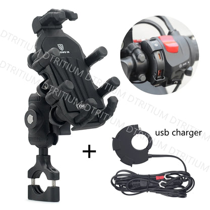 Aluminum Motorcycle Handlebar Phone Holder – Anti-Vibration Navigation & Mirror Mount Stand