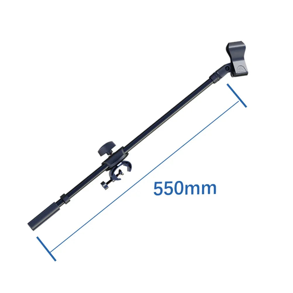 55CM Rotating Microphone Stand with Crossbar Arms - Mic Clip, Phone Holder, and Extension Bracket, Designed with 3/8" Thread Crossbar