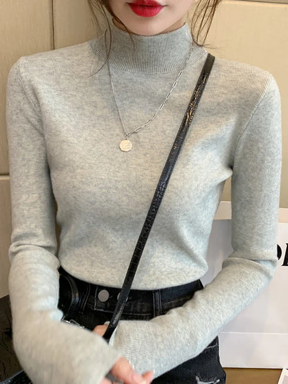 AOSSVIAO 2024 New Women's Turtleneck Sweater - Fashion Stretch Knitted Pullovers, Long Sleeve Bottoming Top