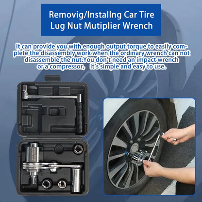 Torque Multiplier Wrench Kit 1/2" – Torsional Lug Nut Remover with 17mm, 19mm, 21mm Sockets