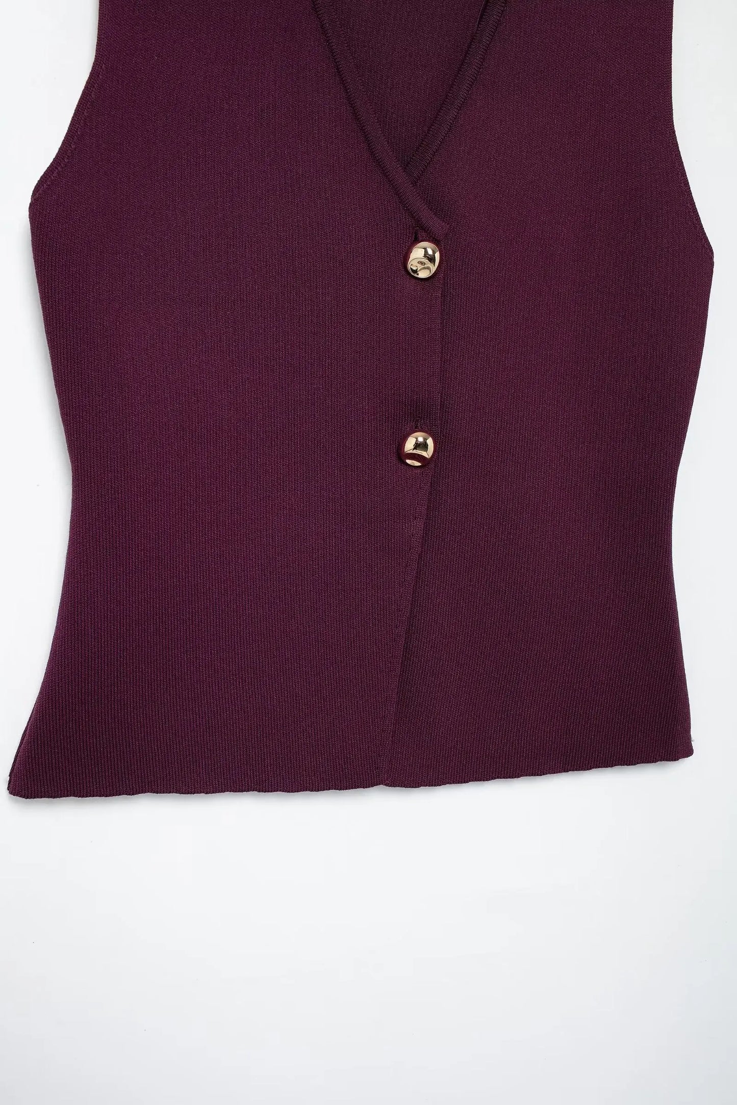 TRAFZA 2025 Women’s Wine Red Skirt Set – Knitted V-Neck Vest with High Waist Zipper Patchwork Long Skirt