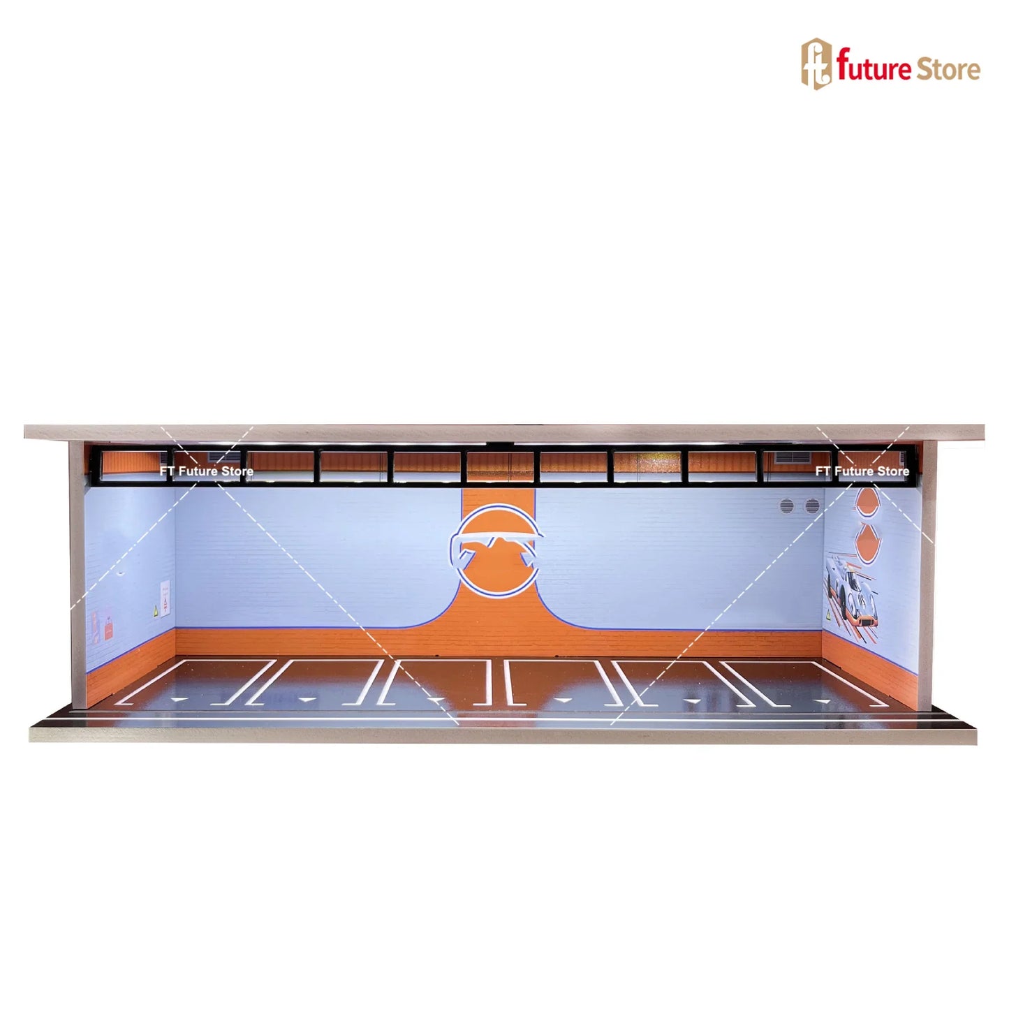 1:64 Scale Garage Scene Model with Lights – Assembled Parking Lot Diorama for Miniature Car Display