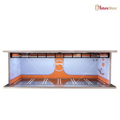 1:64 Scale Garage Scene Model with Lights – Assembled Parking Lot Diorama for Miniature Car Display