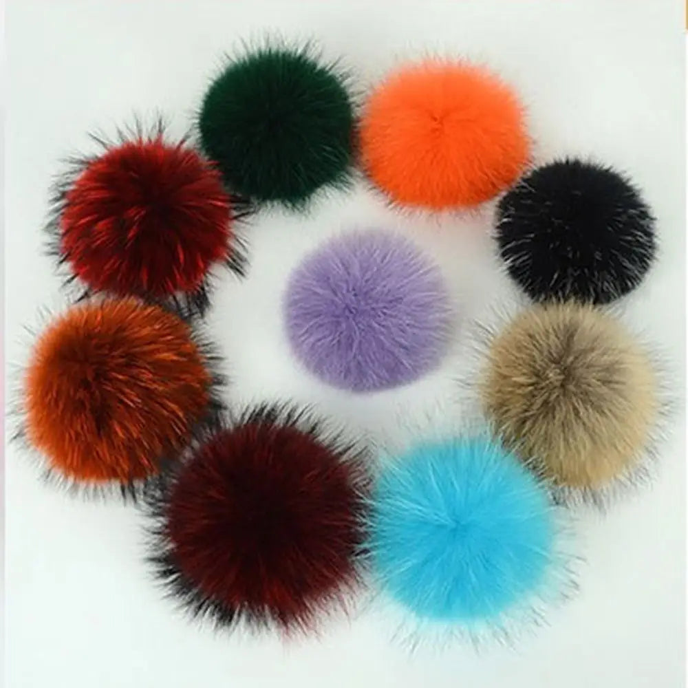 15cm Real Raccoon Fur Pompon Keychain – Cute Pendant for Bags, Hats, Clothes, and Accessories