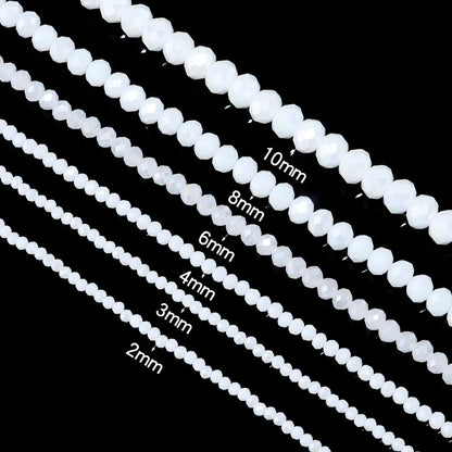 Flat Faceted Crystal Glass Beads Strand – 3–10mm Spacer Beads for DIY Jewelry & Necklace Making