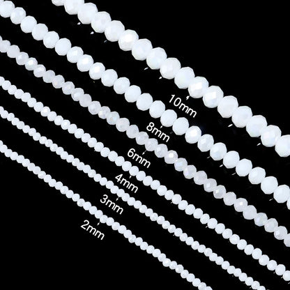 Flat Faceted Crystal Glass Beads Strand – 3–10mm Spacer Beads for DIY Jewelry & Necklace Making