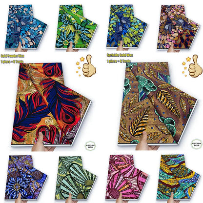 African Grand Golden Wax Fabric - Glitter Gold Ankara Pagne Batik Print Soft Cotton Fabric