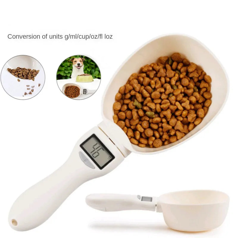 Digital Pet Food Measuring Spoon: Electronic Scale for Dog and Cat Feeding Bowls with Weight and Volume Display