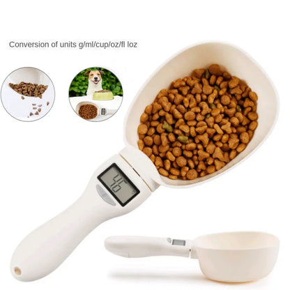 Digital Pet Food Measuring Spoon: Electronic Scale for Dog and Cat Feeding Bowls with Weight and Volume Display