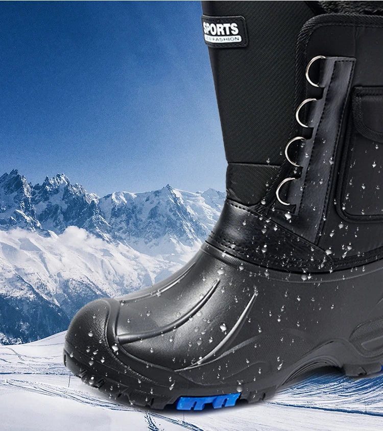 Men’s Waterproof Non-Slip Rain Boots — Cotton Mountaineering & Fishing Work Shoes for Spring Farm Use