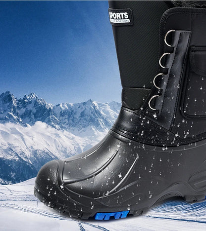 Men’s Waterproof Non-Slip Rain Boots — Cotton Mountaineering & Fishing Work Shoes for Spring Farm Use