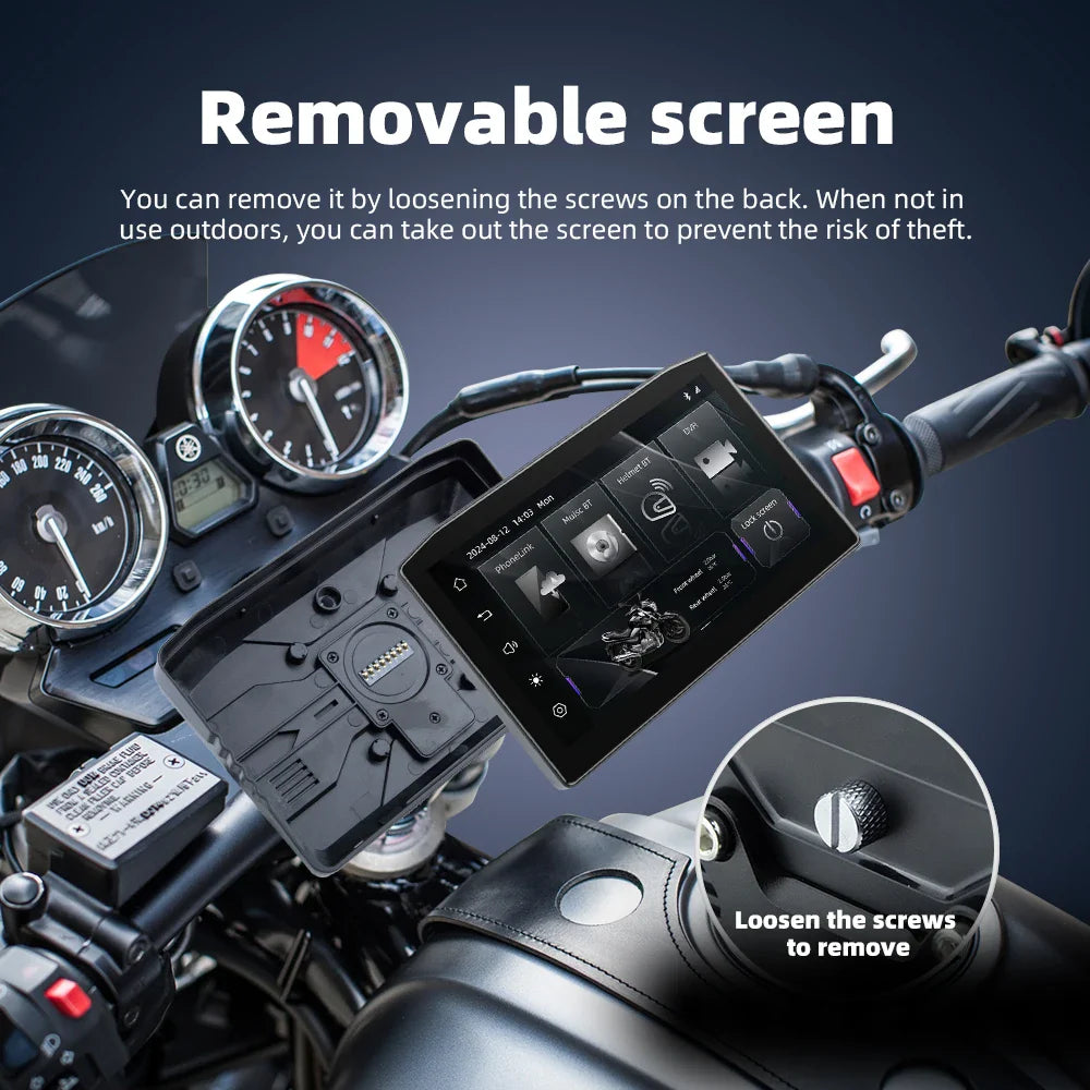 EKIY 6.25" Portable Digital Dashboard with Wireless CarPlay & Android Auto GPS Navigation - Anti-Theft Removable Screen for Motorcycle   2/2