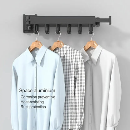 Space-Saving Wall-Mounted Foldable Clothes Drying Rack - Aluminum Alloy, Ideal for Balcony, Bedroom, Kitchen, and Living Room