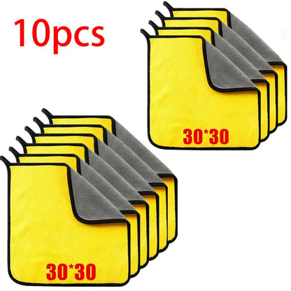 Microfiber Cleaning Towels – Thickened Soft Dual-Layer Car Wash & Drying Cloths (1/2/6/10pcs) Car Detailing Cleaning Rags