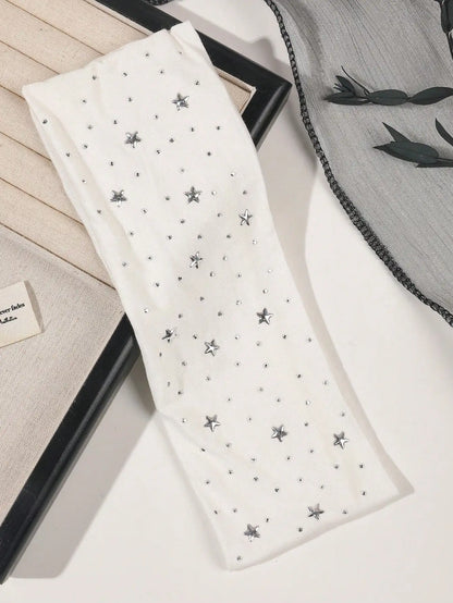 Black & White Star Headbands - Soft Non-Slip Hair Wraps for Women & Girls Yoga Workout & Fashion Accessory