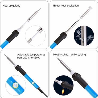 60W Adjustable Temperature Soldering Iron - 110V/220V Electric Welding & Repair Tool