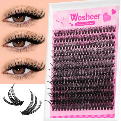 WOSHEER DIY Eyelash Cluster Kit – Faux Mink Lash Extensions with Bond, Seal & Remover for Natural Thick Individual Lashes