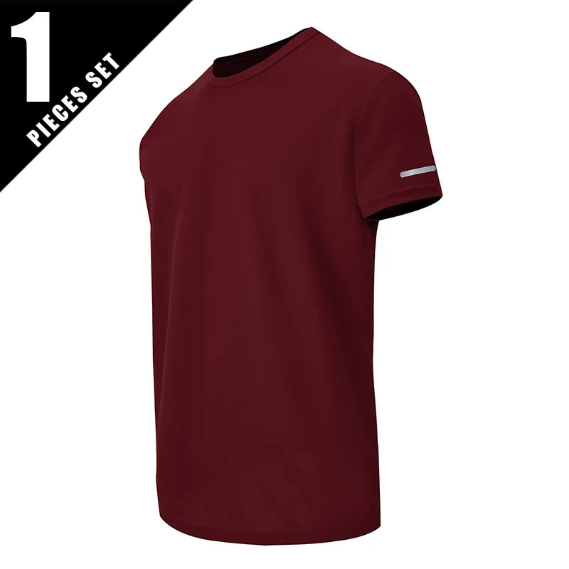 Men’s Summer Quick Dry T-Shirt - Solid Color Short Sleeve Sports Shirt for Running & Casual Wear