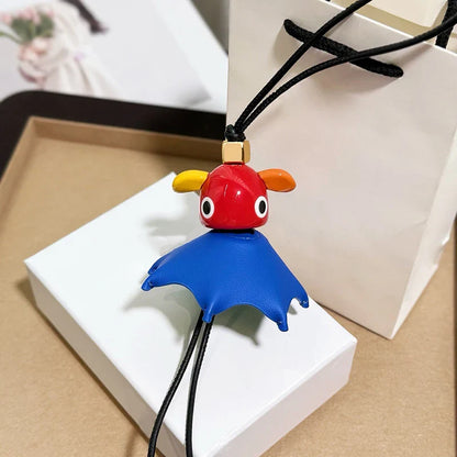 Genuine Leather Parrot Bird Bag Charm – High-End Durable Handmade Fashion Accessory for Women’s Bags, Exquisite Decorative Pendant