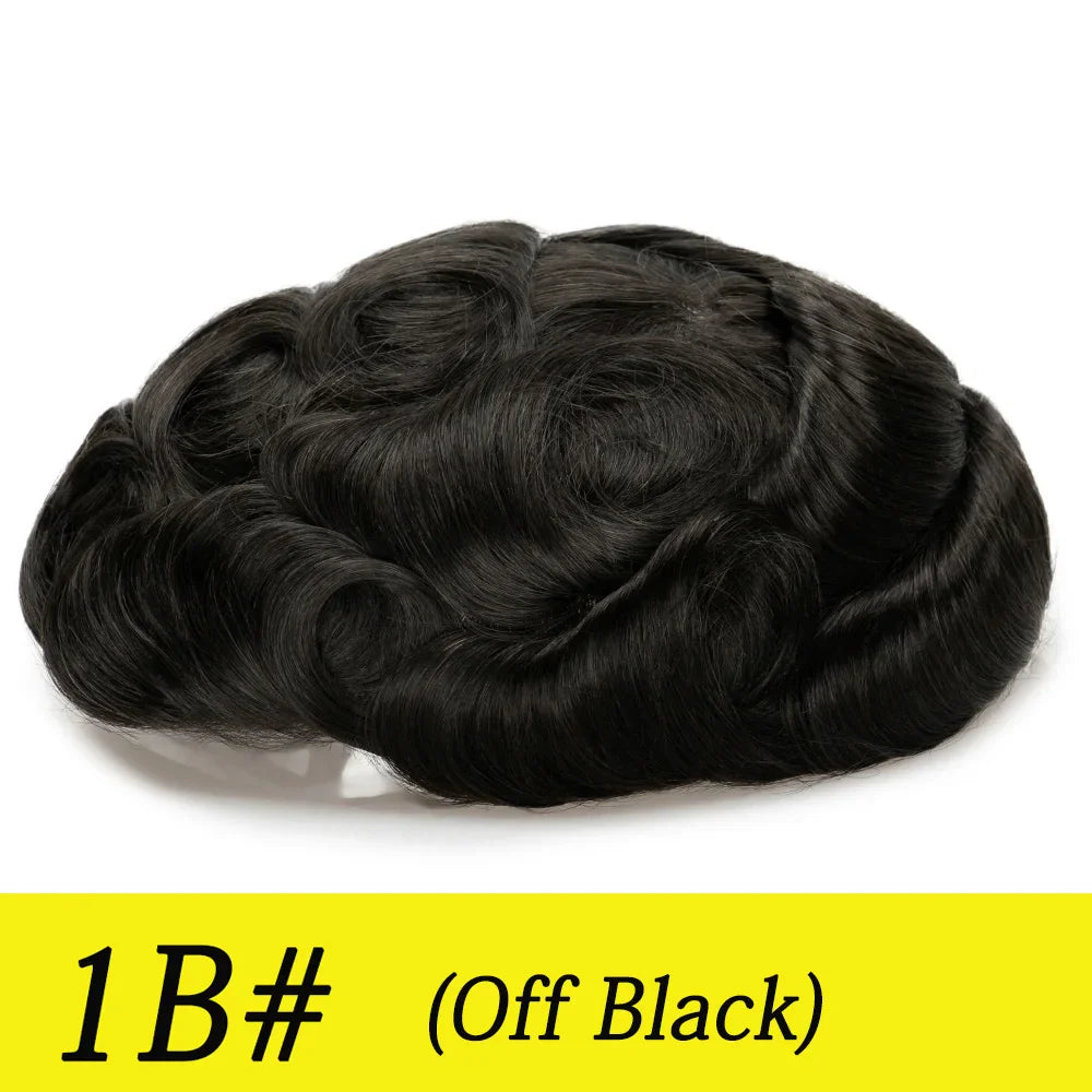 Ultra Thin Skin 0.03mm Men’s Toupee Human Hair Wig – Natural Hair Replacement System Lightweight Male Hairpiece