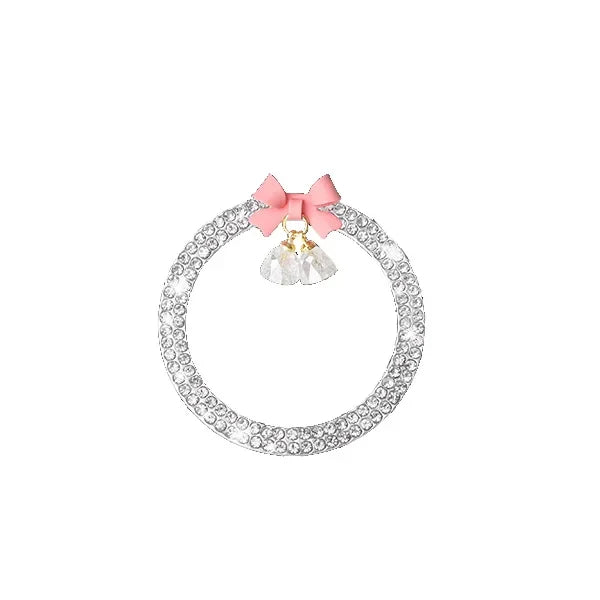 Rhinestone Bow Car Start Button Trim - Sparkling Diamond Decorative Ring Protective Cover for Auto Accessories