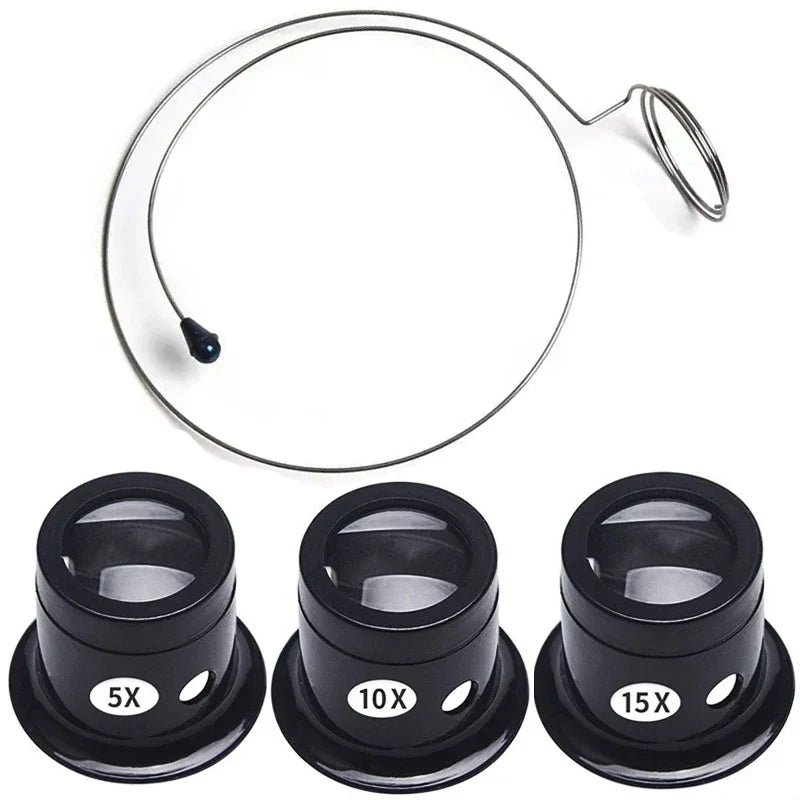 4Pcs Watch Magnifier Set - Eye Loupe and Loop Magnifying Glass Tools for Jewelry and Watchmaking