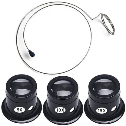 4Pcs Watch Magnifier Set - Eye Loupe and Loop Magnifying Glass Tools for Jewelry and Watchmaking