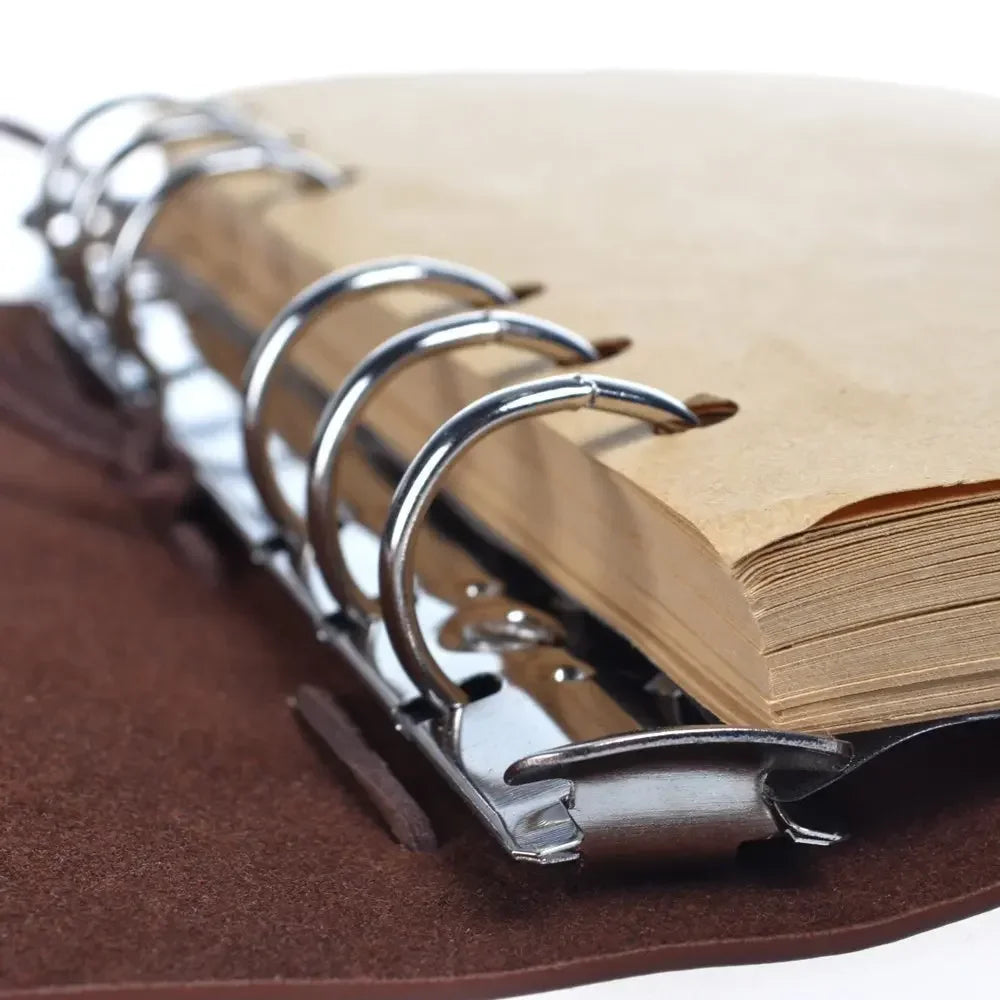 Retro Leather Notebook & Journal – Agenda Binder, Sketchbook with Replaceable Kraft Paper, 14x10cm, Korean Stationery