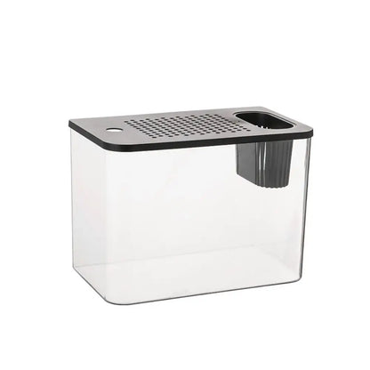 Transparent PET+ABS Fish Tank with Lid – Drop-Resistant Hydroponic Turtle Aquarium for Home