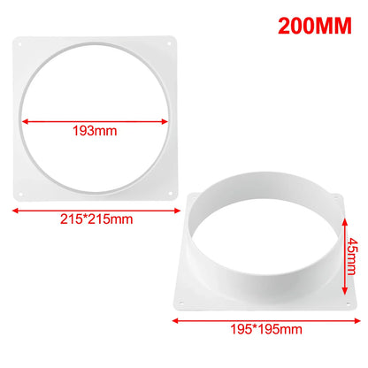 White Air Vent Duct Connector Flange – Straight Square Bottom Pipe for Easy Ventilation Duct Installation