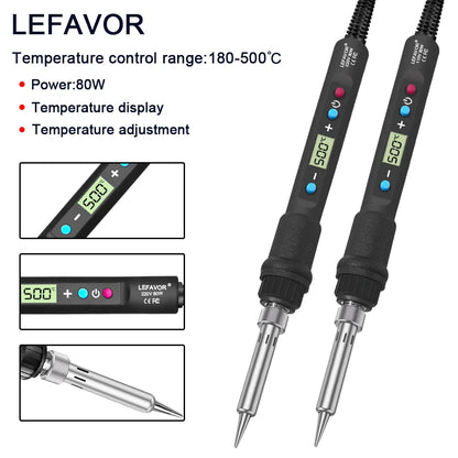 Digital 80W Soldering Iron Kit – Adjustable Temperature with LCD, Ceramic Heater & Soldering Tips
