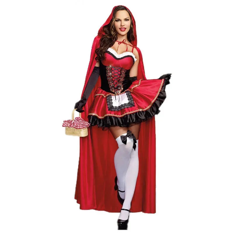 Little Red Riding Hood Costume - Women's Halloween Cosplay Dress & Cloak Set