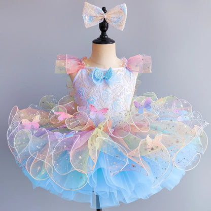 Girls Princess Ballet Tutu Dress - Elegant Stage Performance and Party Dance Costume