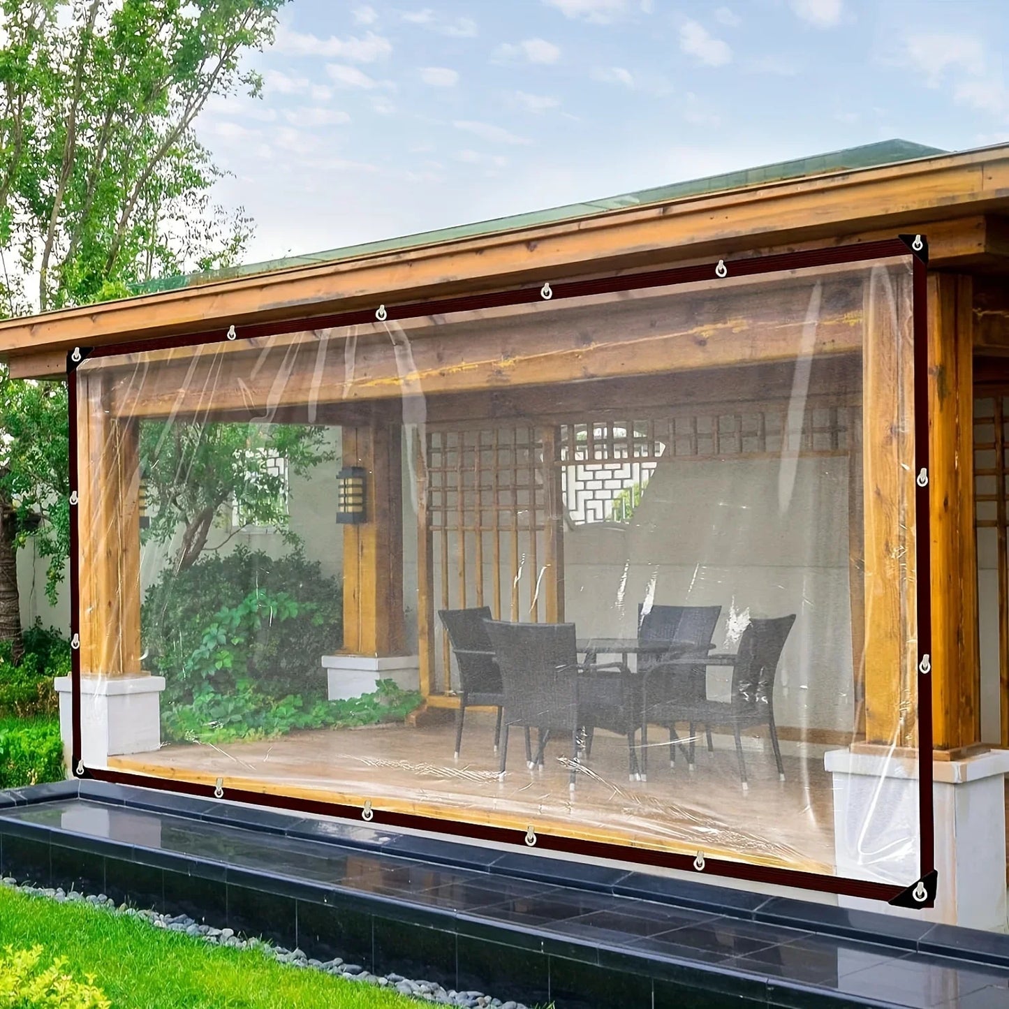 Clear Waterproof Tarps with Grommets, Outdoor Patio, Henhouse, Porch Canopy, Plant Cover, Camping Protection