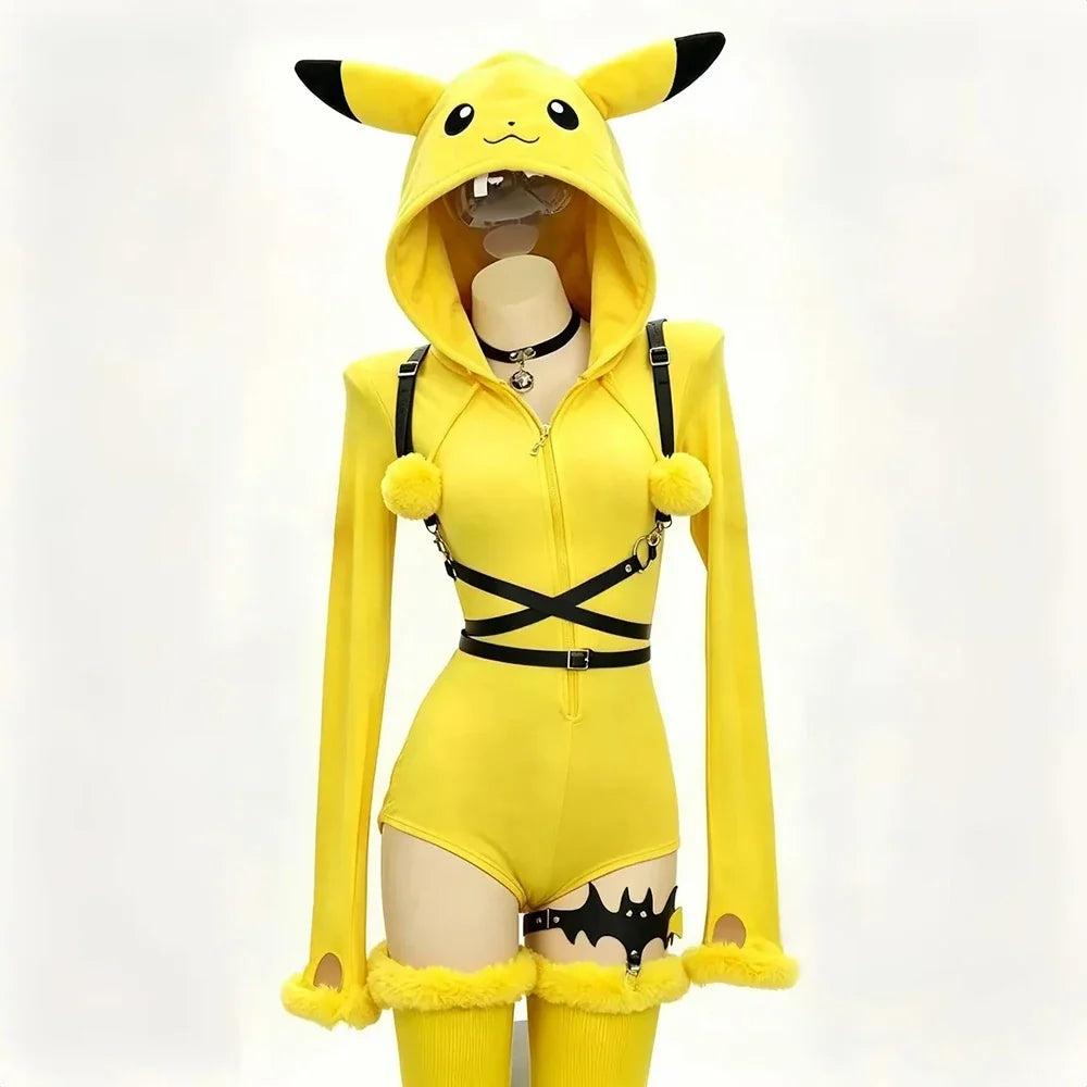 Yellow Mouse Cosplay Costume - Kawaii Plush Hooded Jumpsuit for Halloween & Carnival