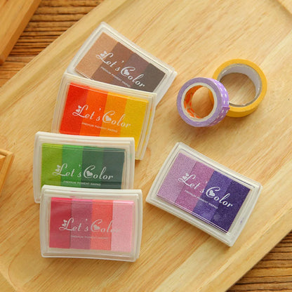 Durable Printing Ink Pad Set – Four-Color Gradient DIY Fingerprint Sponge for Creative Stationery Decoration