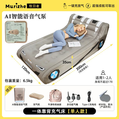 Sun Shepherd Inflatable Air Mattress - Automatic Single Double Camping Bed with Backrest