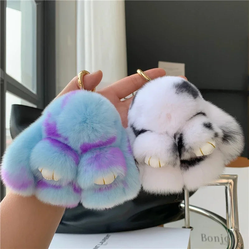 10cm Cute Plush Bunny Keychain – Women’s Fur Pom Pom Angel Rabbit Bag Charm & Toy Pendant for Girls