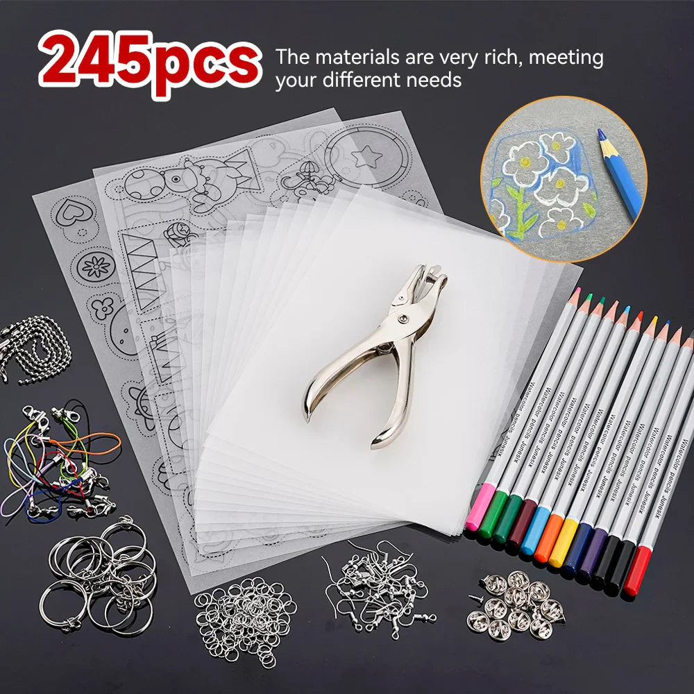 Heat Shrink Plastic Sheets Set – DIY Shrinky Art Film for Keychains, Ornaments & Scrapbooking Crafts