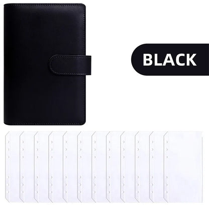 PU Leather Budget Binder with Cash Envelopes – A6 Planner Organizer, Zip Pockets for Saving Money, Small French Budget Pouch