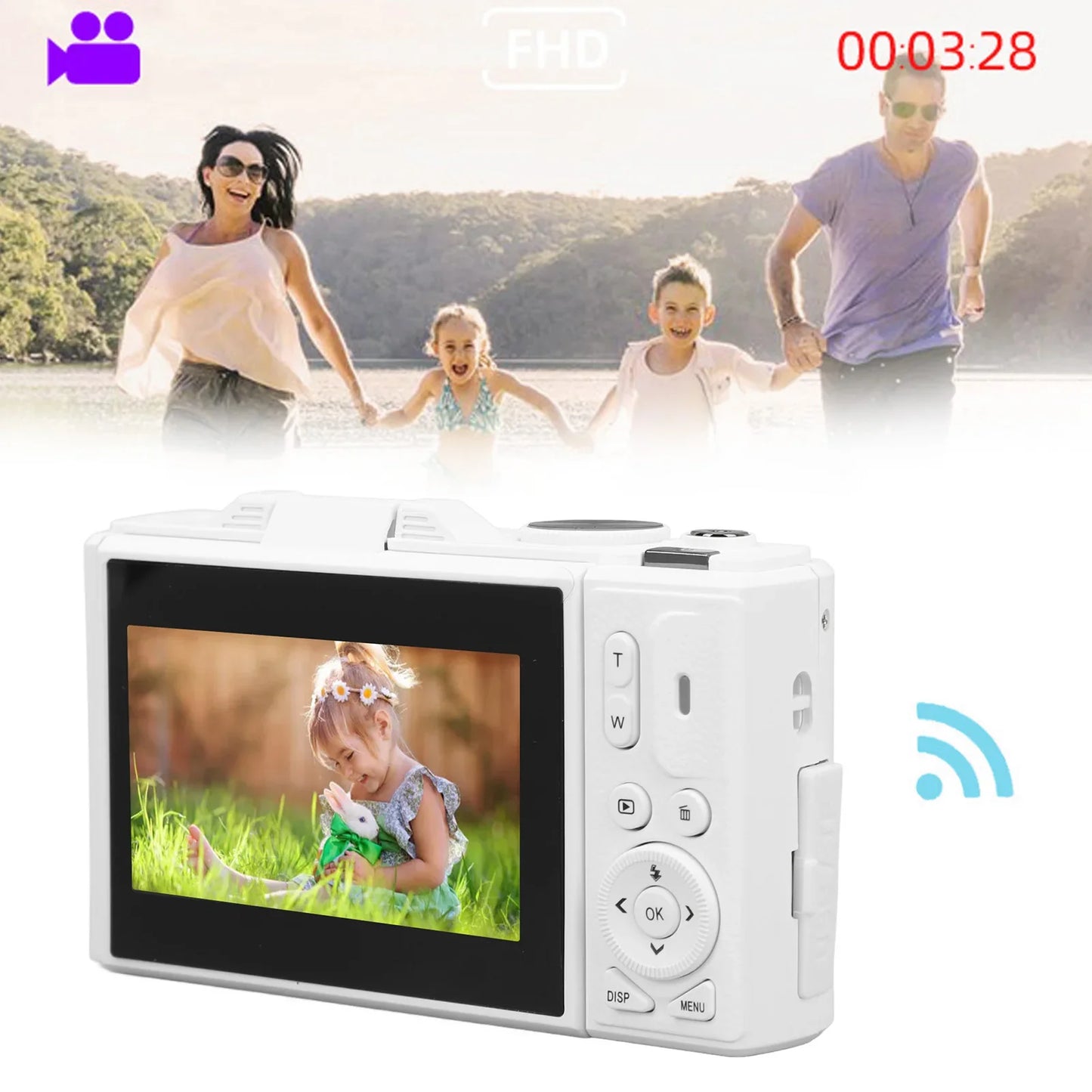 Retro 64MP Digital Camera – Stabilization Video, Pause Function, 3-Inch IPS Screen for Vlogging & Beginners