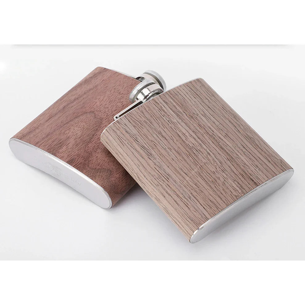 6oz Stainless Steel Hip Flask – Wood Grain Leather Wine Bottle, Portable Russian Flag Outdoor Flagon Gift for Men