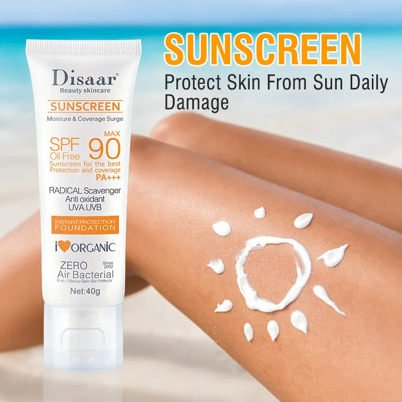 SPF 90+ Waterproof Sunscreen Cream – Facial & Body Sunblock with UV Protection for Outdoor & Seaside Skin Defense