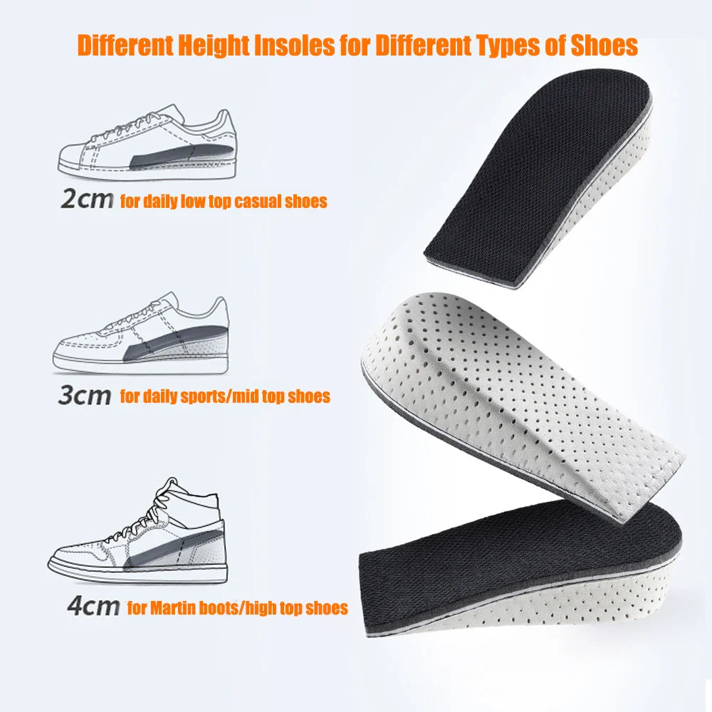 2-4cm Memory Foam Insoles – Height Increase Templates for Men, Breathable & Sweat-Absorbent, Running Shoe Accessories
