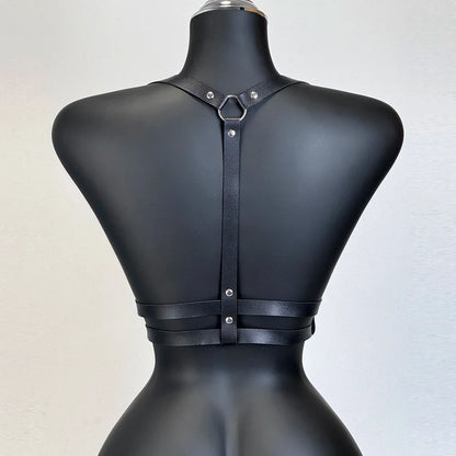 Women's PU Leather Waist Belt - Punk Gothic Chest Harness Harajuku Suspenders