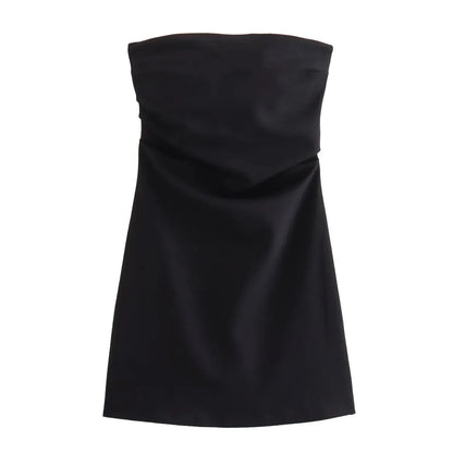 HXAO Women’s Off-Shoulder Corset Dress – Ruched Backless Bodycon Short Party Dress in Blue, Black & White