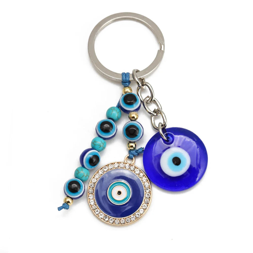 Lucky Eye Fatima Hand Keychain – Alloy Tree of Life Elephant Owl Blue Turkish Evil Eye Car Keyring Jewelry for Men & Women Gift