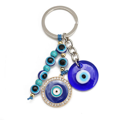 Lucky Eye Fatima Hand Keychain – Alloy Tree of Life Elephant Owl Blue Turkish Evil Eye Car Keyring Jewelry for Men & Women Gift