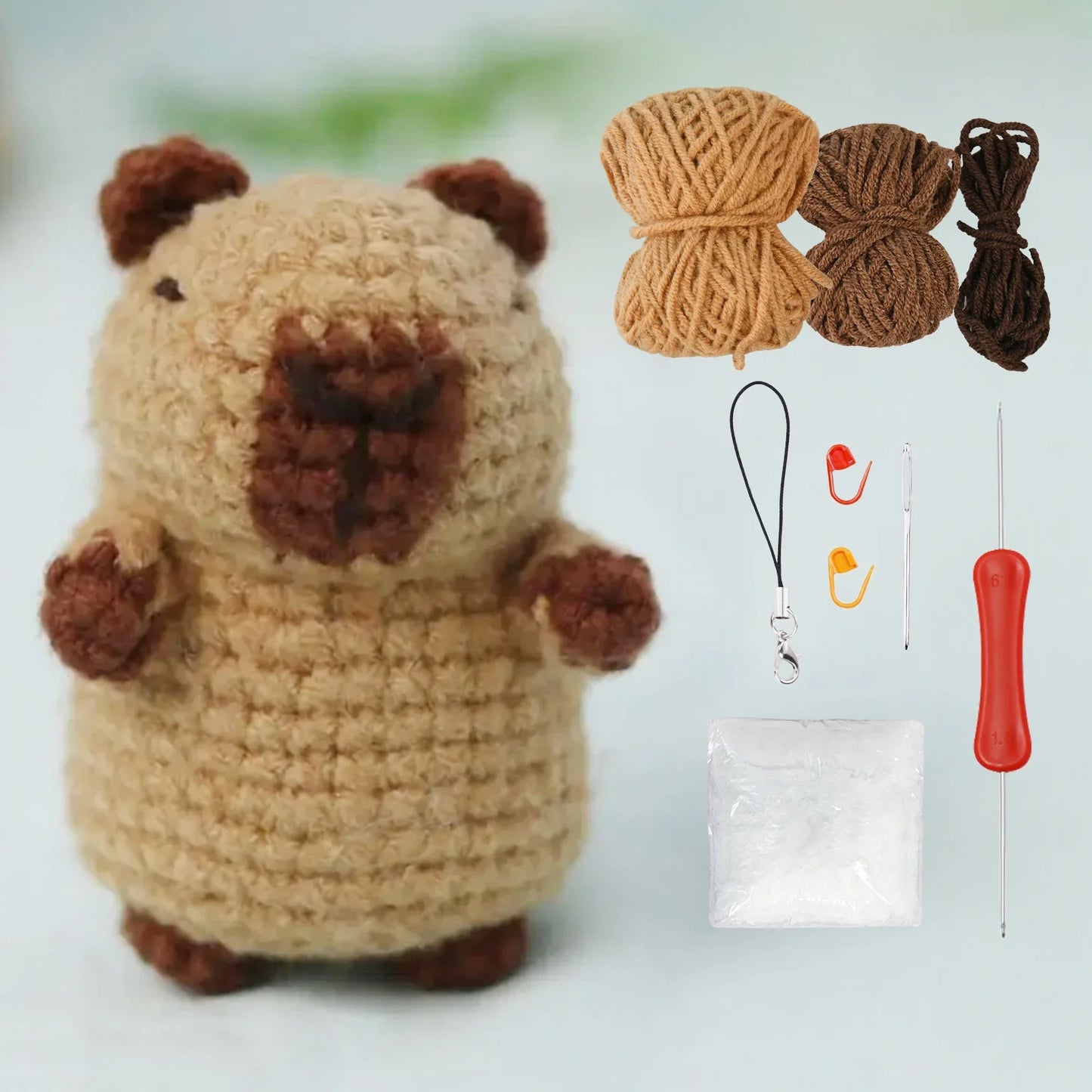 Capybara Crochet Kit – Cute Animal Crochet Set for Beginners, Perfect Christmas Gift for Craft Lovers